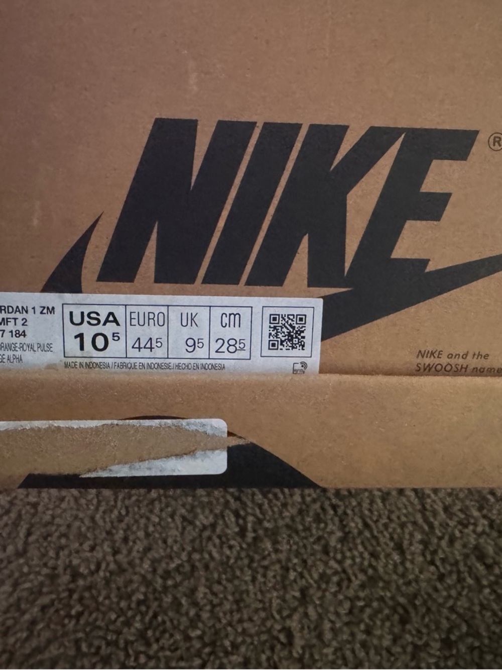 Nike Jordan 1 mens size 10.5 (grey, orange, blue)